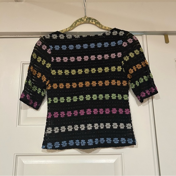 Vintage Y2K Floral Fitted Colorful Mesh Baby Tee - Picture 3 of 4